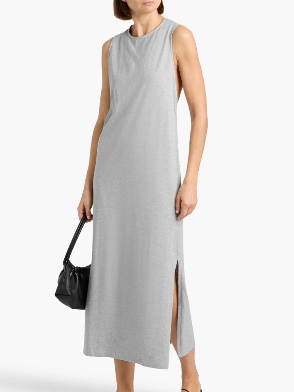 Loulou Studio Rayna Knotted Pima Cotton Jersey Midi Dress in Gray Size XS